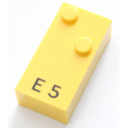 Brick, Braille 2 x 4 with 2 Studs with Black Capital Letter E / Number 5 Pattern (dots-15 ⠑) Brick, Braille 2 x 4 with 2 Studs with Black Capital Letter E / Number 5 Pattern (dots-15 ⠑)