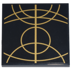 Tile 4 x 4 with Gold Concentric Circles Celestial Star Chart Pattern 2 (Sticker) - Set 75385