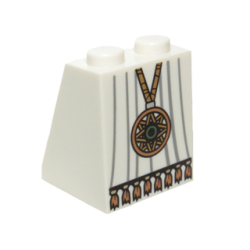 Slope 65 2 x 2 x 2 with Bottom Tube with Minifigure Dress / Skirt / Robe, Gold Star Pendant and Tassels Pattern Slope 65 2 x 2 x 2 with Bottom Tube with Minifigure Dress / Skirt / Robe, Gold Star Pendant and Tassels Pattern