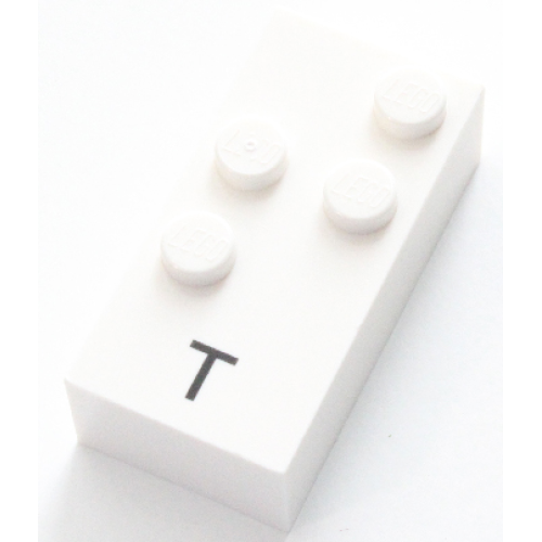 Деталь LEGO 60234pb01 Brick, Braille 2 x 4 with 4 Studs with Black Capital Letter T Pattern (dots-2345 ⠞)