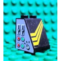 Slope 65 2 x 2 x 2 without Bottom Tube with Gauges and Diagonal Yellow Stripes Pattern Model Left Side (Stickers) - Set 8425