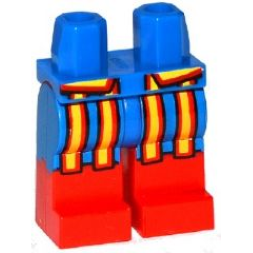 Деталь LEGO 970c05pb10 Hips and Red Legs with Blue Pants and Red and Yellow Stripes Pattern