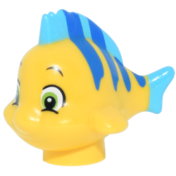Fish, Disney with Blue Stripes, Medium Azure Dorsal and Caudal Fins, Lime Eyes with Bottom Eyelids Pattern (Flounder / Fabius)