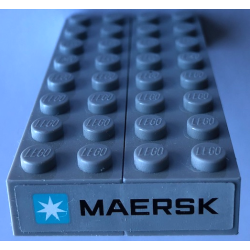 Stickered Assembly 8 x 4 x 1 with Maersk Logo Pattern on Both Ends (Stickers) - Set 10241 - 2 Brick 2 x 8 Stickered Assembly 8 x 4 x 1 with Maersk Logo Pattern on Both Ends (Stickers) - Set 10241 - 2 Brick 2 x 8