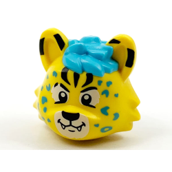 Minifigure, Head, Modified Cat with Medium Azure Hair and Rosettes, Black Markings, Eyes and Nose Pattern Minifigure, Head, Modified Cat with Medium Azure Hair and Rosettes, Black Markings, Eyes and Nose Pattern