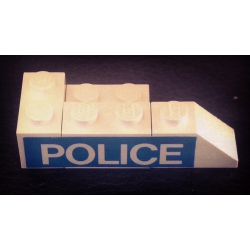 Stickered Assembly 5 x 2 x 1 with 'POLICE' Pattern Model Left Side (Sticker) - Set 394 - 1 Brick 1 x 2, 2 Plate 2 x 2, 1 Plate 1 x 2, 1 Slope 2 x 1 Stickered Assembly 5 x 2 x 1 with 'POLICE' Pattern Model Left Side (Sticker) - Set 394 - 1 Brick 1 x 2, 2 Plate 2 x 2, 1 Plate 1 x 2, 1 Slope 2 x 1