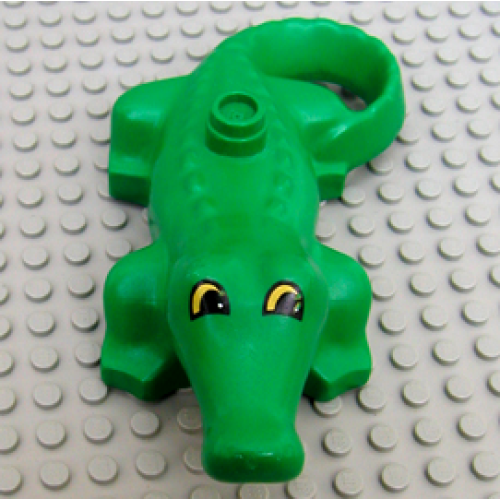 Деталь LEGO 2284pb01 Duplo Alligator / Crocodile Small with Black and Yellow Eyes Pattern