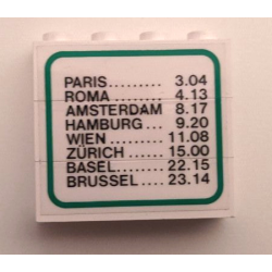 Stickered Assembly 4 x 1 x 3 with Train Schedule Pattern (Sticker) - Set 7745/7715 - 3 Brick 1 x 4