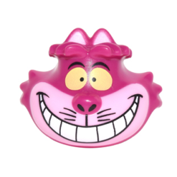 Minifigure, Head, Modified Cheshire Cat with Wide Grin, Bright Light Pink Muzzle, and Yellow Eyes Pattern Minifigure, Head, Modified Cheshire Cat with Wide Grin, Bright Light Pink Muzzle, and Yellow Eyes Pattern