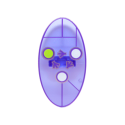Minifigure, Shield Elliptical with Dimensions Keystone Symbol with 3 White and Lime Circles Pattern Minifigure, Shield Elliptical with Dimensions Keystone Symbol with 3 White and Lime Circles Pattern