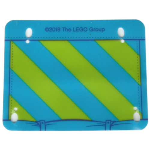Деталь LEGO 41339pls01b Plastic Part for Set 41339 - Dark Azure Awning with Lime Diagonal Stripes Pattern