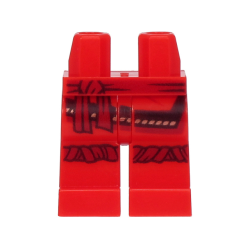 Hips and Legs with Black and Gold Tunic Hem and Dark Red Sash and Knee Wrappings Pattern