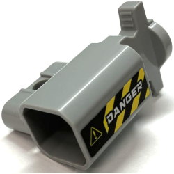 Projectile Launcher Part, Net Shooter Canister with White 'DANGER', Black and Yellow Danger Stripes and Exclamation Mark in Triangle Pattern (Sticker) - Set 75940 Projectile Launcher Part, Net Shooter Canister with White 'DANGER', Black and Yellow Danger Stripes and Exclamation Mark in Triangle Pattern (Sticker) - Set 75940