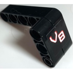 Stickered Assembly 5 x 2 x 3 with Red and White 'V8' Pattern Model Left Side (Sticker) - Set 8682 - 1 Technic, Liftarm Thick 1 x 3, 1 Technic, Liftarm, Modified Bent Thick L-Shape 3 x 5, 1 Technic, Pin with Short Friction Ridges Stickered Assembly 5 x 2 x 3 with Red and White 'V8' Pattern Model Left Side (Sticker) - Set 8682 - 1 Technic, Liftarm Thick 1 x 3, 1 Technic, Liftarm, Modified Bent Thick L-Shape 3 x 5, 1 Technic, Pin with Short Friction Ridges