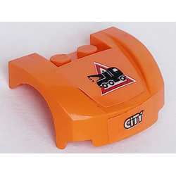 Vehicle, Mudguard 3 x 4 x 1 2/3 Curved Front with Tow Truck Danger Sign and 'CITY' Pattern (Stickers) - Set 60017 Vehicle, Mudguard 3 x 4 x 1 2/3 Curved Front with Tow Truck Danger Sign and 'CITY' Pattern (Stickers) - Set 60017