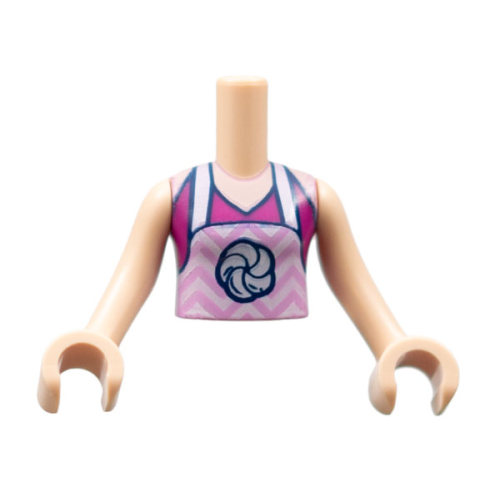 Деталь LEGO FTGpb267c01 Torso Mini Doll Girl Magenta Halter Top with Bright Pink Zigzag Apron and Rosette Pattern, Light Nougat Arms with Hands