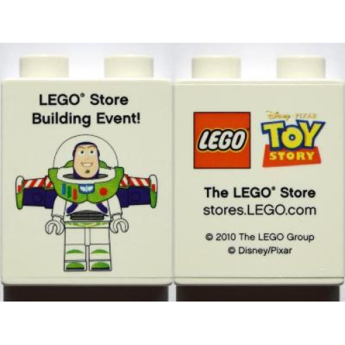 Деталь LEGO 4066pb380 Duplo, Brick 1 x 2 x 2 with LEGO Store Building Event Toy Story Buzz Lightyear 2010 Pattern