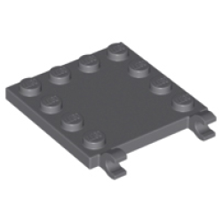 Tile, Modified 4 x 4 with Studs on Edges and 2 Open O Clips (Horizontal Grip) - Dark Bluish Gray Tile, Modified 4 x 4 with Studs on Edges and 2 Open O Clips (Horizontal Grip) - Dark Bluish Gray