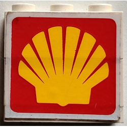 Stickered Assembly 3 x 1 x 2 1/3 with Shell Logo Pattern on Both Sides (Stickers) - Set 6394 - 2 Brick 1 x 3, 1 Plate 1 x 3