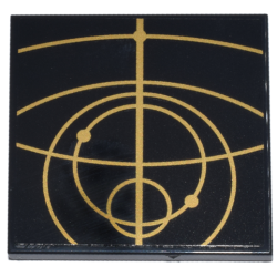 Tile 4 x 4 with Gold Concentric Circles Celestial Star Chart Pattern 5 (Sticker) - Set 75385