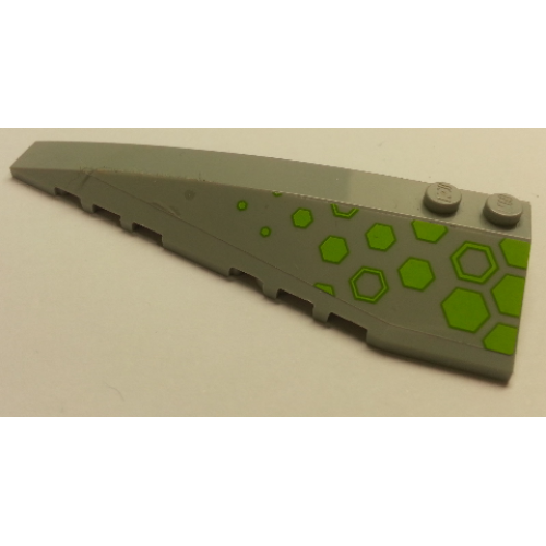 Деталь LEGO 50955pb027 Wedge 10 x 3 Left with Lime Hexagons on Transparent Background Pattern (Sticker) - Set 76040