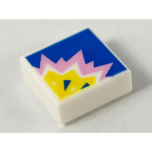 Деталь LEGO 3070pb158 Tile 1 x 1 with Bright Pink and Yellow Explosion on Blue Background Pattern
