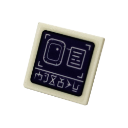 Road Sign 2 x 2 Square with Open O Clip with Monitor with Runes on Purple Background Pattern (Sticker) - Set 76103