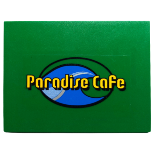 Деталь LEGO 4515pb042 Slope 10 6 x 8 with Yellow 'Paradise Cafe' over Blue Wave in Oval Pattern (Sticker) - Set 4644