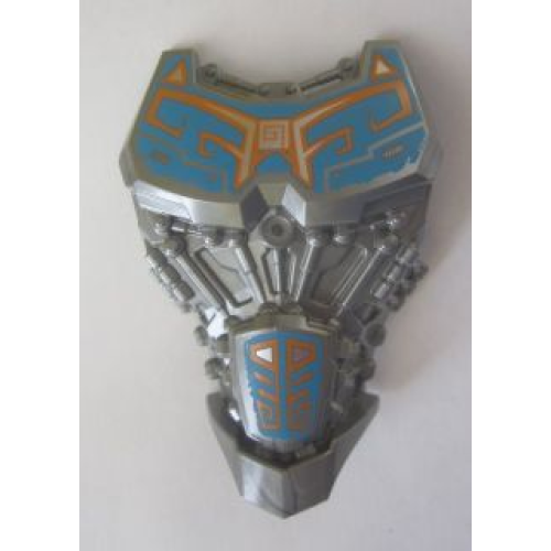 Деталь LEGO 24193pb02 Large Figure Torso with Bionicle Dark Azure and Orange Pattern