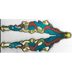 Plastic Part for Set 80111 - Split Flag with Gold, Medium Azure and Red Swirls Pattern