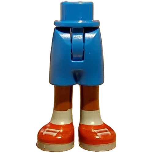 Деталь LEGO 1826fc00pb002 Mini Doll Hips and Shorts with Molded Reddish Brown Legs and Printed Red Shoes with Light Bluish Gray Laces, Soles and Socks Pattern - Thin Hinge