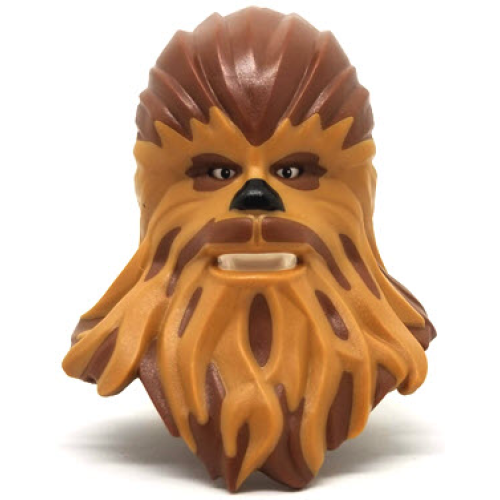 Деталь LEGO 35031c01pb01 Large Figure Head Modified SW Wookiee with Medium Nougat Fur Pattern (Chewbacca)
