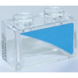 Brick 1 x 2 without Bottom Tube with Dark Azure Triangle Pattern Model Left Side (Sticker) - Set 40252