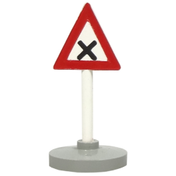 Road Sign with Post, Triangle with 'X' Pattern, Type 2 Base Road Sign with Post, Triangle with 'X' Pattern, Type 2 Base