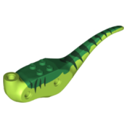 Dinosaur Body Raptor with Green Top with Dark Green Stripes Pattern