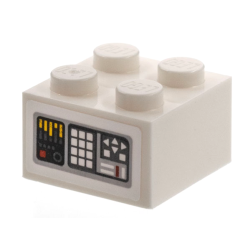Brick 2 x 2 with Computer Readout Display, White Buttons, Yellow Equalizer Pattern (Sticker) - Set 76831