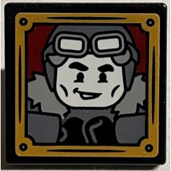 Road Sign 2 x 2 Square with Open O Clip with Gilderoy Lockhart with Hat and Goggles and Gold Frame Pattern (Sticker) - Set 76389 Road Sign 2 x 2 Square with Open O Clip with Gilderoy Lockhart with Hat and Goggles and Gold Frame Pattern (Sticker) - Set 76389