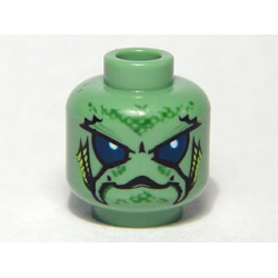 Minifigure, Head Alien with Large Blue Eyes, Turtle Mouth and Gills Pattern