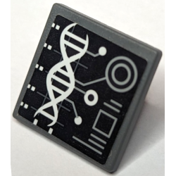 Road Sign 2 x 2 Square with Open O Clip with White DNA Double Helix and Light Bluish Gray Circles, Square and Lines on Black Background Pattern (Sticker) - Set 75933