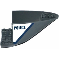 Aircraft Fuselage Aft Section Curved Bottom 6 x 10 with Dark Blue Line and 'POLICE' on White Background Pattern on Both Sides (Stickers) - Set 60067
