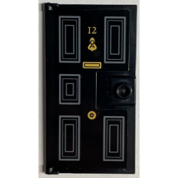 Door 1 x 4 x 6 with Stud Handle with Gold Number 12, Knocker, Letterbox and Dark Bluish Gray Panels Pattern (Sticker) - Set 76408 Door 1 x 4 x 6 with Stud Handle with Gold Number 12, Knocker, Letterbox and Dark Bluish Gray Panels Pattern (Sticker) - Set 76408