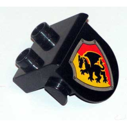 Duplo, Plate 1 x 2 with Overhang with Dragon on Red and Yellow Shield Pattern Duplo, Plate 1 x 2 with Overhang with Dragon on Red and Yellow Shield Pattern