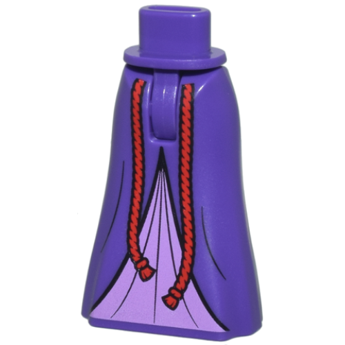 Деталь LEGO 36187c00pb026 Mini Doll Hips and Skirt Full Length with Medium Lavender Inset and Red Rope Belt Ends Pattern - Thin Hinge