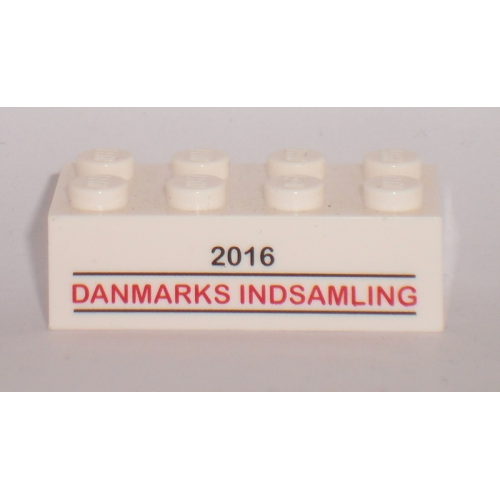 Деталь LEGO 3001pb122 Brick 2 x 4 with '2016 DANMARKS INDSAMLING' Pattern