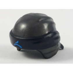 Minifigure, Headgear Ninjago Wrap Type 3 with Molded Black Bandana and Knot and Printed Dark Azure Ninjago Logogram Letter W Pattern
