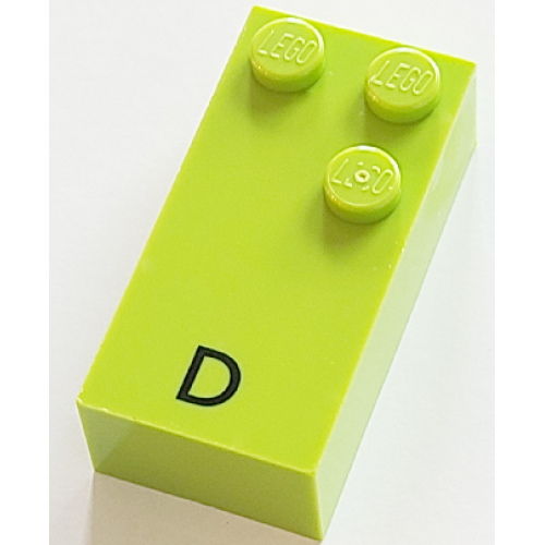 Деталь LEGO 60192pb02 Brick, Braille 2 x 4 with 3 Studs with Black Capital Letter D Pattern (dots-145 ⠙) (French with Antoine Numbers)