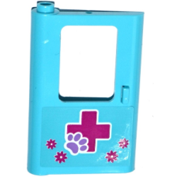Door 1 x 4 x 5 Train Left, Thin Support at Bottom with Magenta Cross and Animal Paw and Flowers Pattern (Sticker) - Set 41125 Door 1 x 4 x 5 Train Left, Thin Support at Bottom with Magenta Cross and Animal Paw and Flowers Pattern (Sticker) - Set 41125