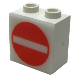 Electric, Light 1 1/8 x 2 x 1 2/3 Cabinet with Lamp Holes (Sign Back) with Milky White Electric, Light 2 x 2 Clip-On Plate with No Entry / Thoroughfare Pattern (2383 / 2384pb05)