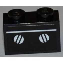 Brick 1 x 2 with White Line and Oven Knobs Pattern (Sticker) - Set 3833 Brick 1 x 2 with White Line and Oven Knobs Pattern (Sticker) - Set 3833