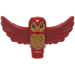 Owl, Spread Wings with Orange Beak and Eyebrows, Black Eyes, and Medium Nougat Rippled Chest Feathers Pattern